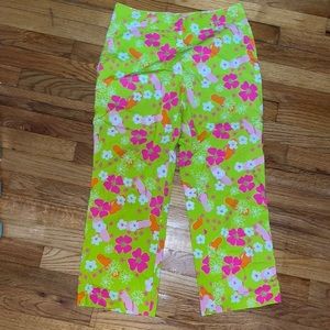 Lilly Pulitzer | tropical flip flop ankle pants size 4